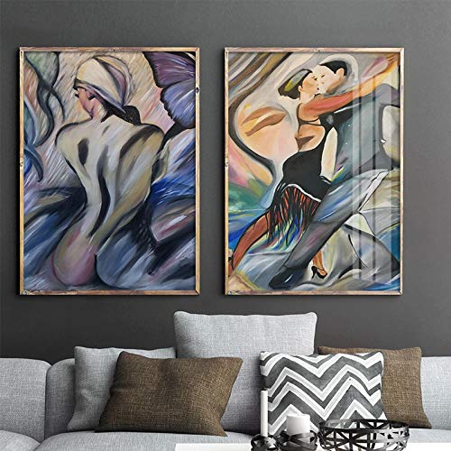 Toile tango abstrait pour réveiller un mur blanc triste avec un poster moderne 40x50cm