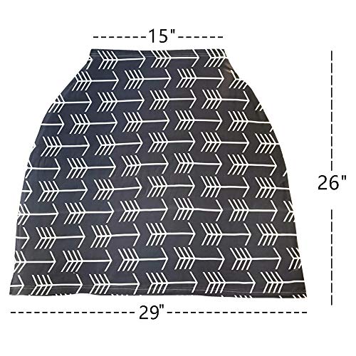 Nursing Cover for Babies Versatile Baby Car Seat Cover for Newborn Boys and Girls Cute Grey with White Arrow - Thumbnail 4