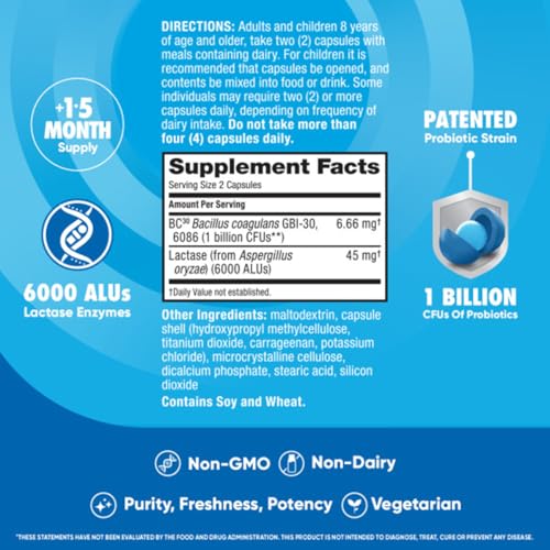 Image of Digestive Advantage Probiotics + Lactase Digestive Enzymes for Digestive Health, Daily Probiotics for Women Men Occasional Bloating, Lactose Breakdown, Immune Support, 96ct (Pack of 3)