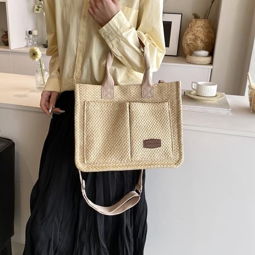 Image of Cherry Tote Bag for Women Canvas Patched Purse Cute Shoulder Bag Multi-Pocket Satchel Handbag for work travel
