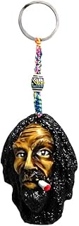 Smoking Bob Rasta Man 3D Figurine Keychain Multicolored MacramÃ© Metal Ring - Handmade Gifts Boho Car Keys Bag Accessories