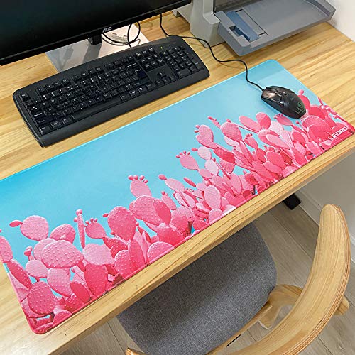 LIEBIRD Extended XXL Gaming Mouse Pad - Portable Large Desk Pad for Laptop - Non-Slip Rubber Base (Cactus)
