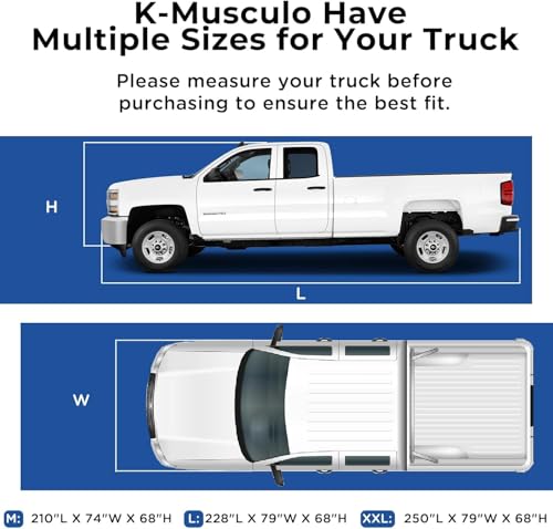 Image of K-Musculo Truck Cover Waterproof All Weather, Heavy Duty Outdoor Pickup Cover Anti-UV Rain Protection, Universal Fit (Length Up to 250 inch) 2XL.(Grey)