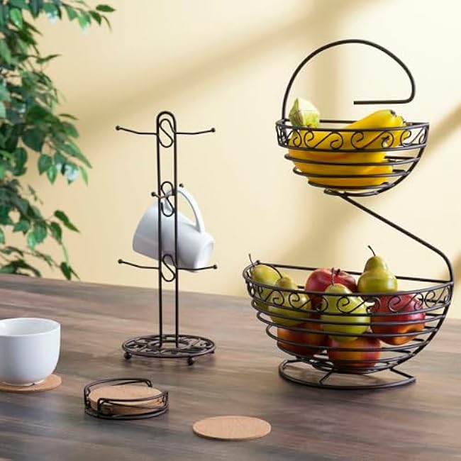 Home Basics MT10657 Collection Mug Tree, Single, Bronze, Twin