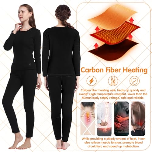 Heated Pants for Women, Electric Thermals Underwear Pant 16 Zones Rechargeable Heated Long Johns for Hunting Skiing4