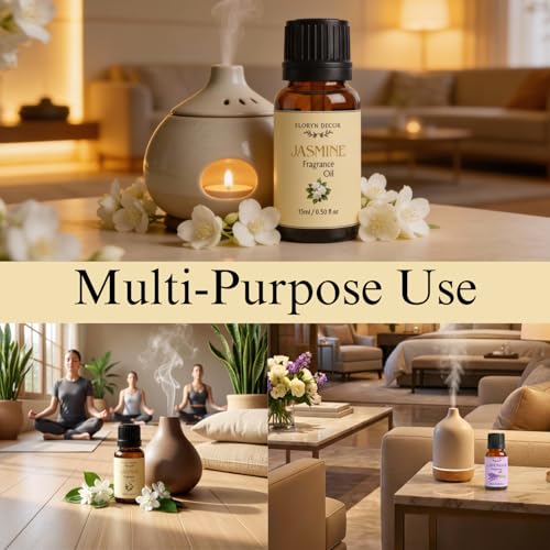 Image of Floryn Decor 15ml Aroma Oil Fragrance Oil for Diffuser, Candles, Soap & Aroma Therapy | Long Lasting Floral Scent | Premium Concentrated Aroma Oil (Jasmine)