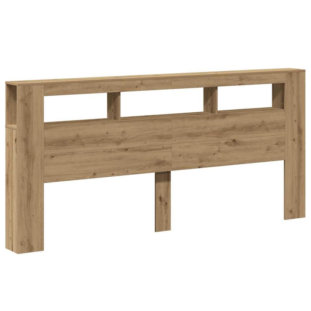 Cabecero LED de roble Artisan, 220 x 103,5 cm, material de madera RGB, con soporte de pared, diseño moderno, robusto, para dormitorio