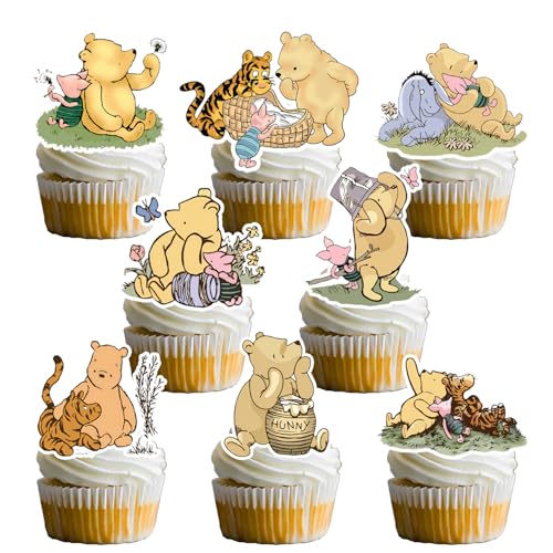 Bear Cupcake Toppers For Birthday Party Cupcake Decorations Baby Shower Supplies (48PCS)