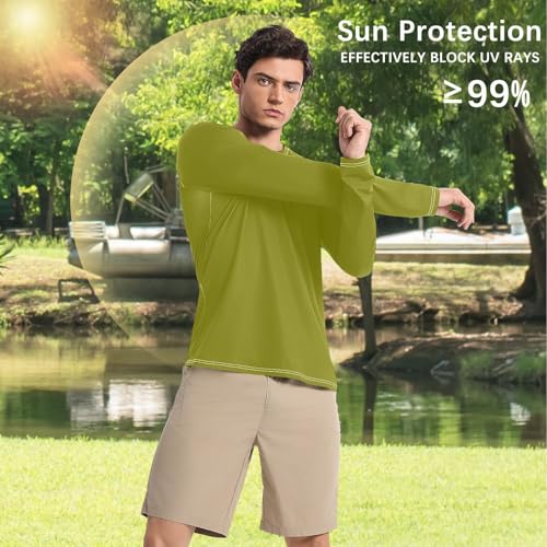Olive Green UPF 50+ Sun Shirts for Men Slim fit Comfort UV Sun Protection Beach4