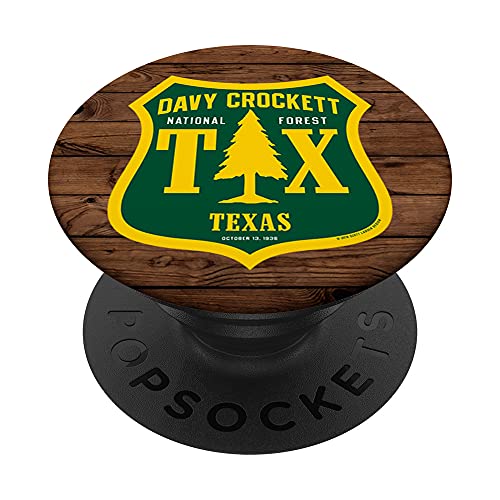Davy Crockett National Forest Texas Shield Retro Style CLEAN PopSockets Swappable PopGrip, Black