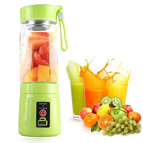 Liquidificador Portátil Recarregável Copo 380ml Suco Shake (AZUL/ROSA/VERDE)