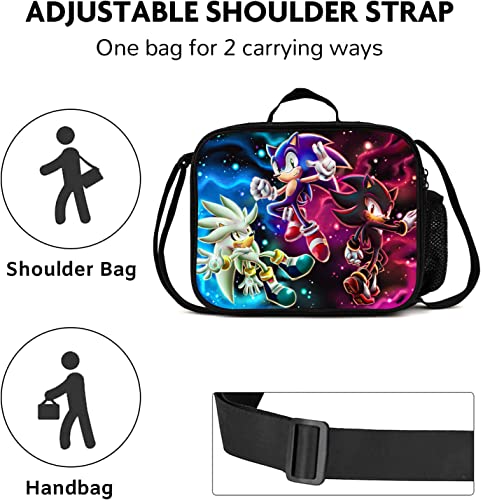 Lmucyisyis Cartoon Lunch Bag, Anime The Hedgehog Insulated Lunch Box For Teens Students, Portable Large Capacity Bento Box For Boys Girls For Work Picnic School Travel (Cartoon 1) #TOP3