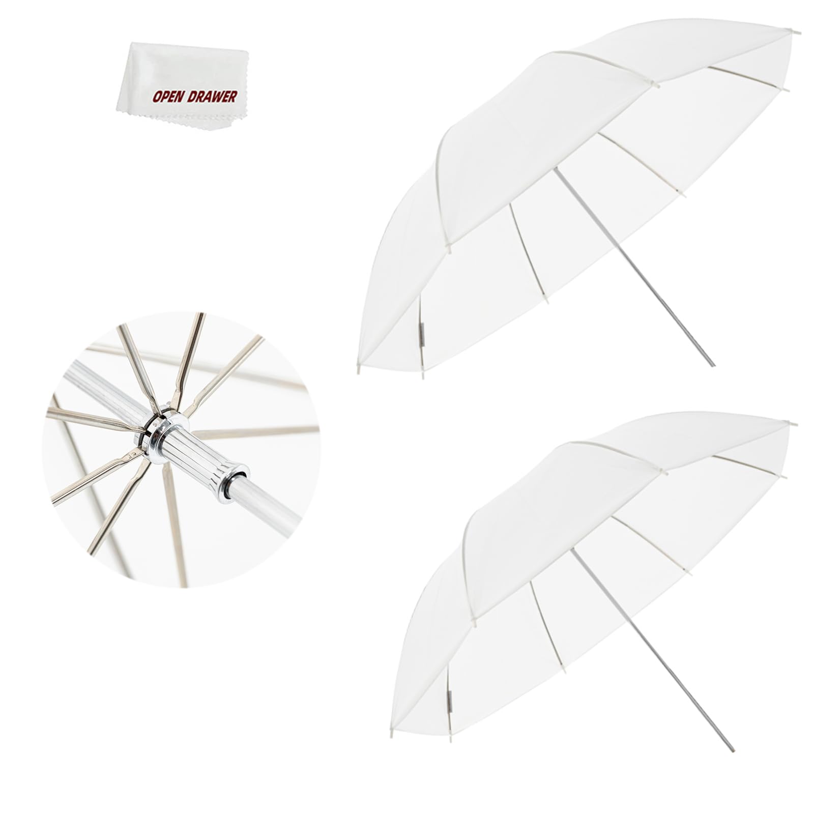 AMBITFUL Photography Umbrella, 43in White Translucent Soft Umbrella, Studio Flash Translucent Umbrella, Aluminum Reinforced Version for Photo, Studio Shooting (2PCS) (43in)