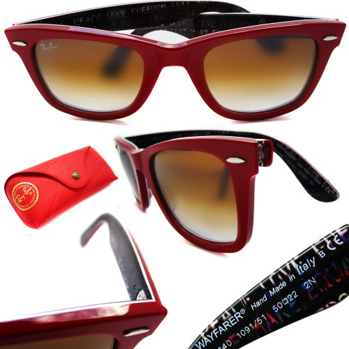 Image of Ray-Ban WAYFARER - TOP RED ON TEXTURE TIPED Frame CRYSTAL BROWN GRADIENT Lenses 50mm Non-Polarized