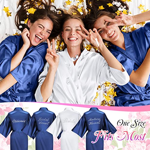 Image of Coume 7 Pcs Bride Silk Robes Bridesmaid Satin Robes Silk Satin Robe for Women Bridal Shower Wedding Getting Ready Favors