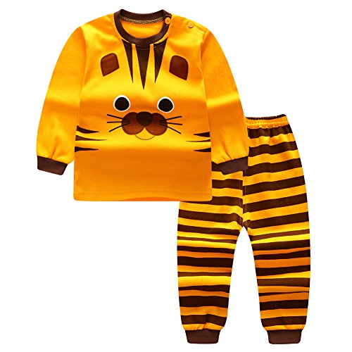Mxssi Pigiama Set per Bambini Ragazze Ragazzi Neonato Camicie + Pantaloni Homewear Indumenti da Notte in Cotone Pajama Indumenti da Notte Vestiti a Manica Lunga 80cm