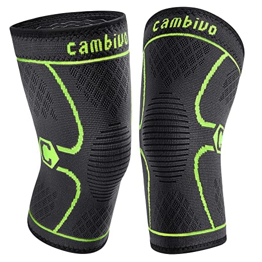CAMBIVO Rodilleras Menisco y Ligamento 2 Pcs, Rodilleras Deportivas Compresion para Gym, Voleibol, Futbol, Baloncesto, Desgarro de Menisco, Rodilleras Aliviar el Dolor en Articulaciones
