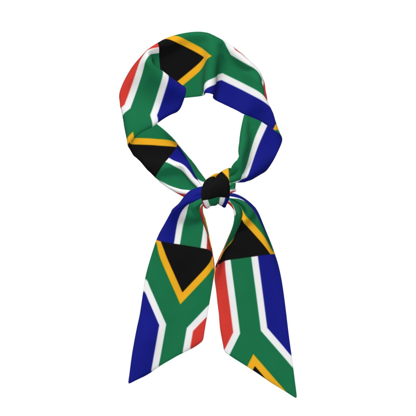 Gaxfjru Women's Black South African Flag Print Lightweight Neck Tie Silk Head Scarf For Hair Fashion Headwrap Handbag Accessories