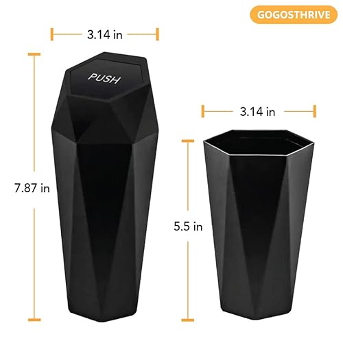 Miniatura 2 de Bote de basura pequeño para automóvil con tapa, portavasos, accesorios para automóvil o automóvil, para mujeres, portátil, pequeño, para puerta