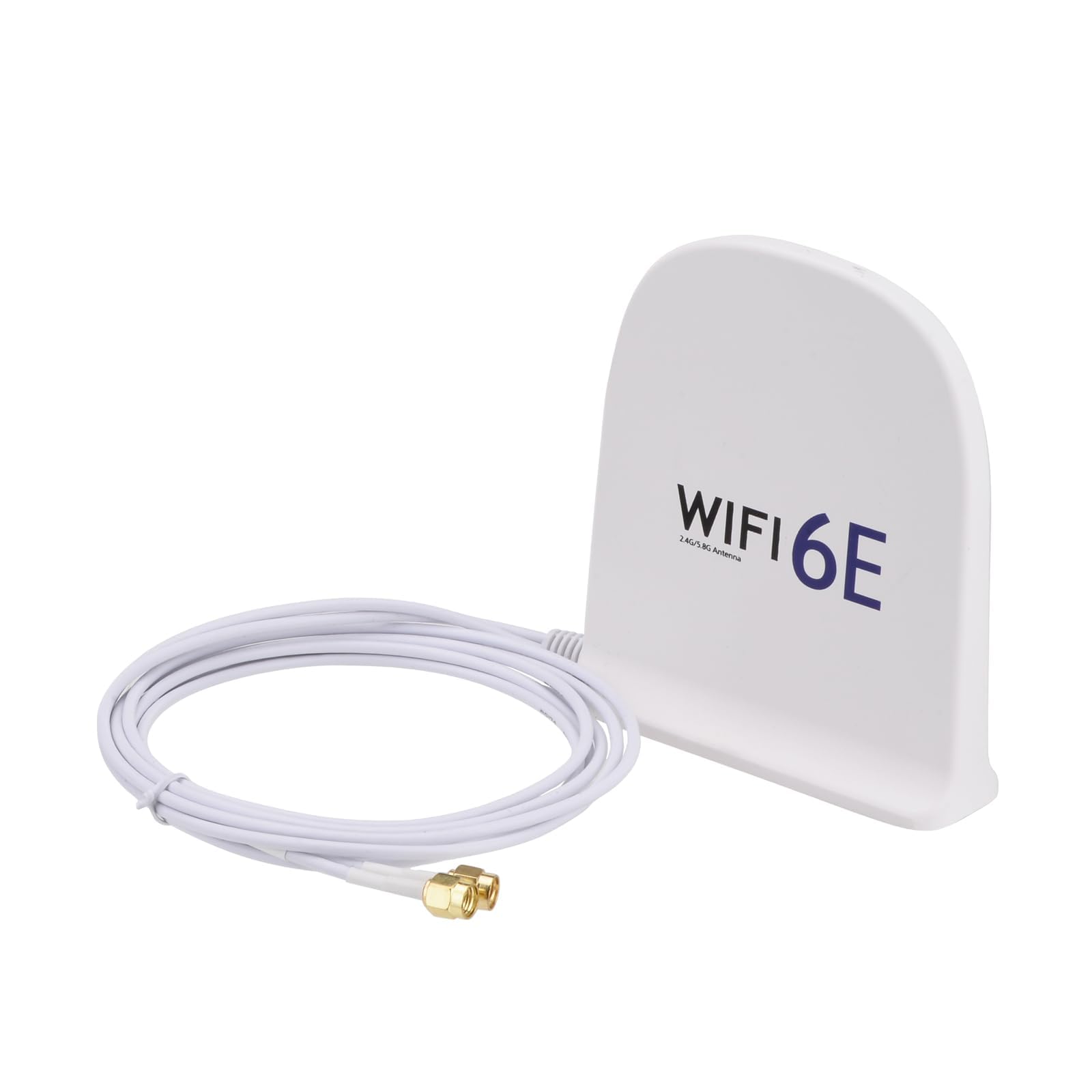 Bingfu Antenne WiFi 6E tri-bande 2,4 GHz 5 GHz 6 GHz MIMO RP-SMA mâle Base magnétique 8 dBi Antenne blanche avec câble de 2 m pour routeur WiFi, carte réseau sans fil, PC, carte mère PCI PCIe, caméra
