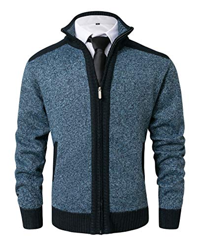 Image of Vcansion Men's Classic Cardigan Sweaters Stand Collar Slim Fit Casual Knitted Sweater