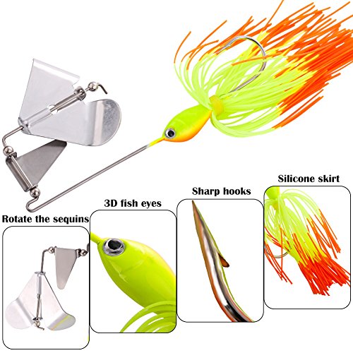 Sougayilang BUZZBAITS-4PCS Fishing Lures Buzzbait Spinnerbait Topwater Lure thumb #1