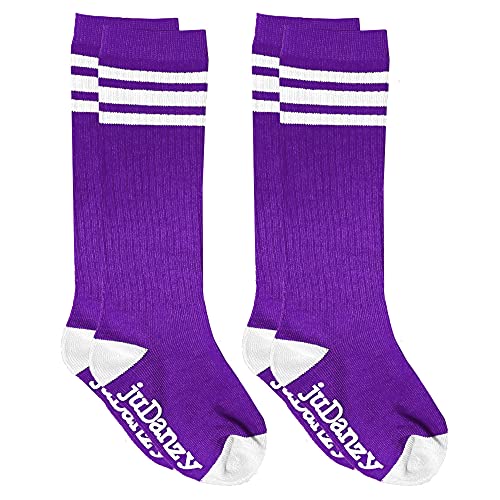juDanzy 2 Pack Knee High Striped Sporty Tube Socks for Boys and Girls