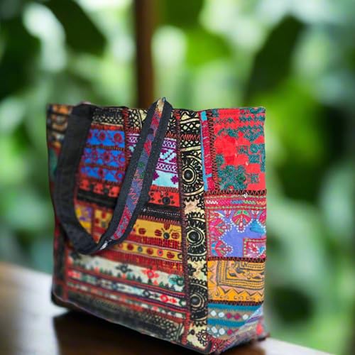 Handmade Vintage Banjara Embroidered Patchwork Shoulder Bag – Boho Tote Bag3