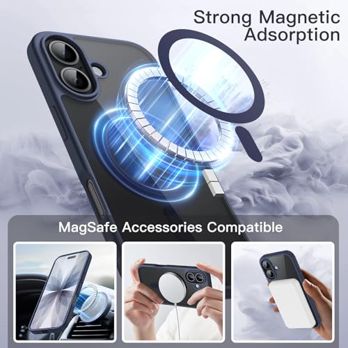 Image of JETech Magnetic Case for iPhone 17 6.3-Inch Compatible with MagSafe, Shockproof Phone Bumper Cover, Solid Color Matte TPU Frame, Anti-Scratch Clear Back (Storm Blue)