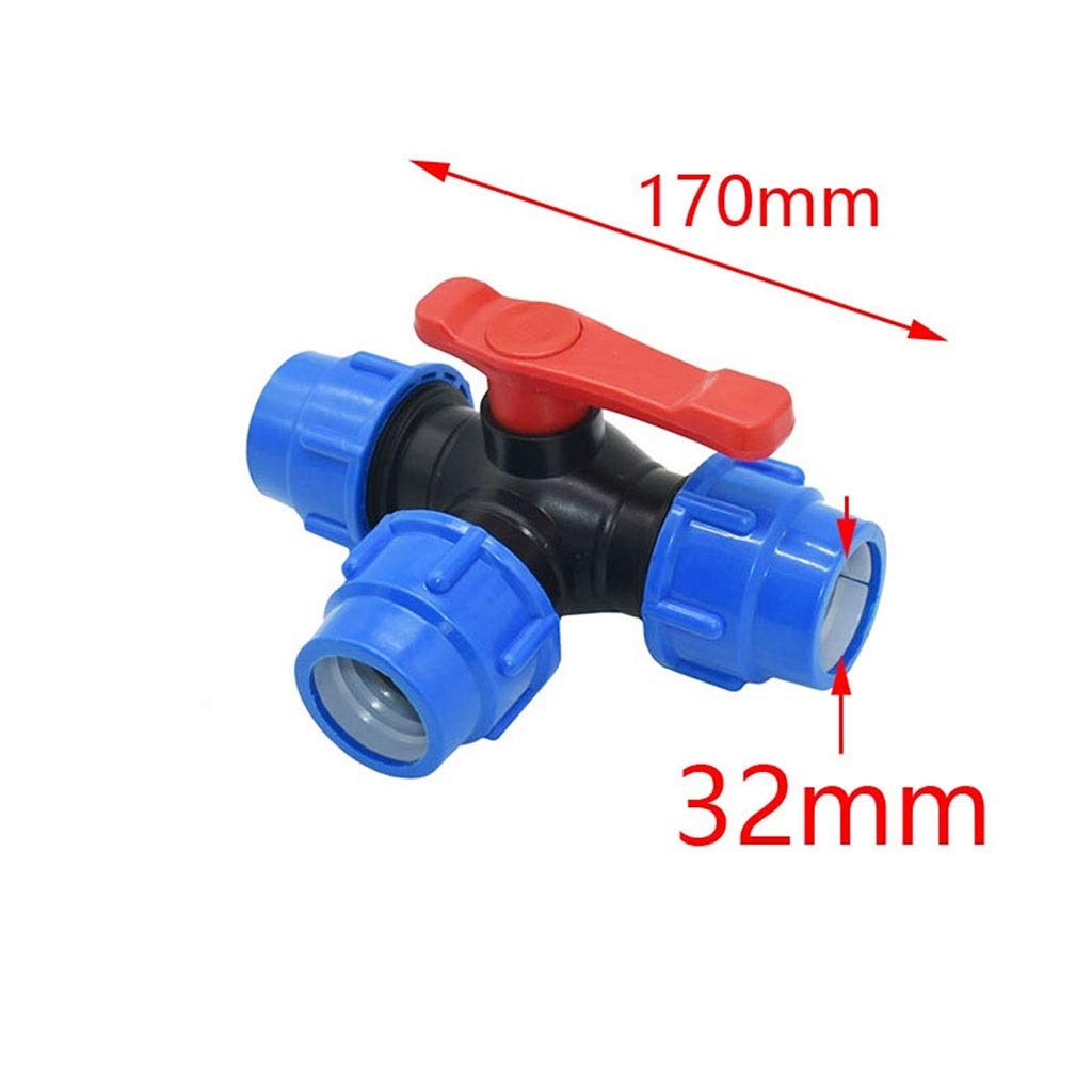 valvola a sfera, Connettore a forma di T con valvola a sfera for tubo a T 20/25/32/40/50/63mm, divisore for acqua a T con rubinetto for tubo in PVC PE 1/2 3/4 1" 1,25" 1,5" 2" (dimensioni : 63MM) (