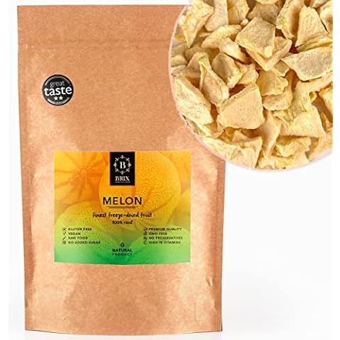 BRIX Freeze Dried Melon | 100% Natural Dried Cantaloupe Melon 95g | Great Taste Award Dried Fruit | Non-GMO, Gluten Free, Vegan & Vitamins Retained Cover