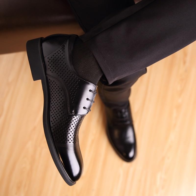 Men's Oxford Dress Shoes, Lace-Up Brogues Elevator Shoes, Invisible Height Increasing Formal Shoes for Wedding, Office & Party, Breathable Casual Business Shoes2