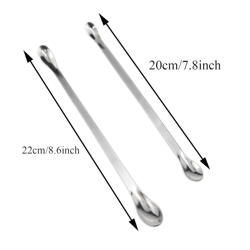 10 Pcs Stainless Steel Lab Wooden Handle Spatulas Micro Scoop Laboratory Sampling Mixing Set With Bowl