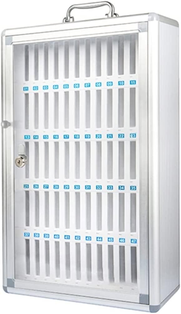 Aluminum Alloy Clear Cell Phones Storage Cabinet Wall-Mounted Storage Cabinet with Safety Lock and Handle for Office Classroom (Silver-24)