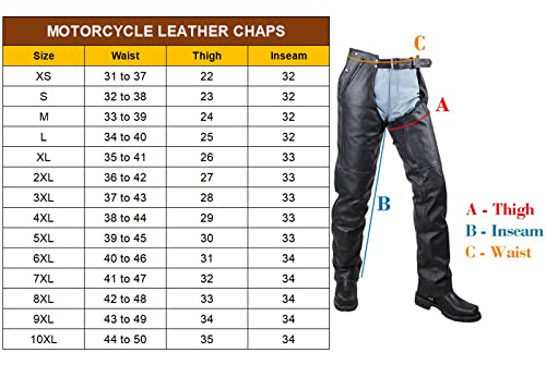 Dream Apparel DA-C4334-11-5XL Black Motorcycle Leather Chaps thumb #5