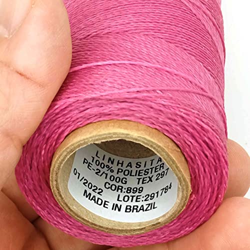 LINHASITA Waxed Thread 100gr / 360 Metres 0.5 mm Thick Polyester Macrame 30 Colours - pink fuchsia, 360 metros / 100 gr - Image 4