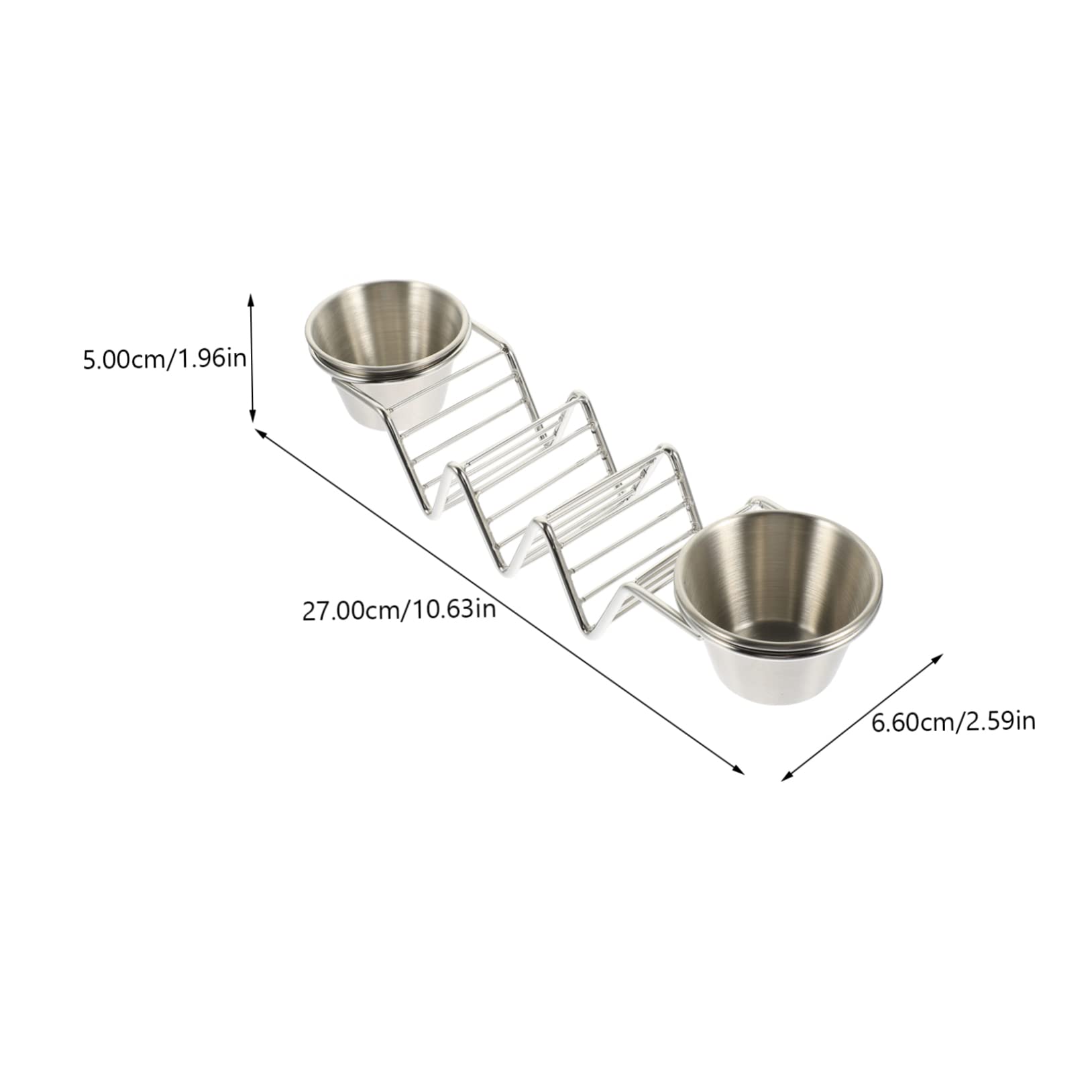 MOLUCKFU Pancake Holder Sauce Cup Stainless Steel Taco Rack 27x6.6x5cm Tacos Holders Stand