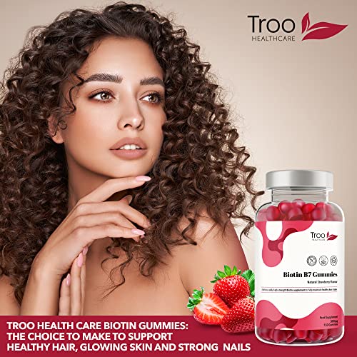 Biotin 5000mcg Hair, Skin and Nail Growth Support Gummy Supplement - 150 Natural Strawberry Flavour Chewable Gummies - 5 Months Supply – Vegan Friendly – For Men and Women - Image 6