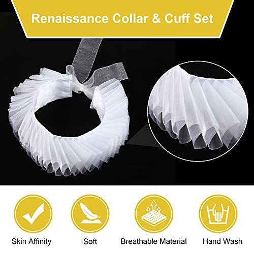 Clown Collar and Cuffs Set Renaissance Elizabethan Neck Ruffle Collar Wrist Clown Cosplay Accessories