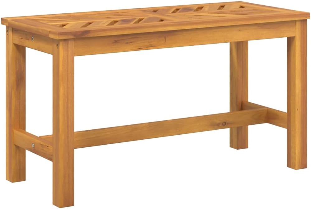 vidaXL Garden Bench, Outdoor Bench Seat for Patio Balcony Camping Picnic, Bench with Backrest, Wooden Seater, Farmhouse Style, Solid Wood Acacia
