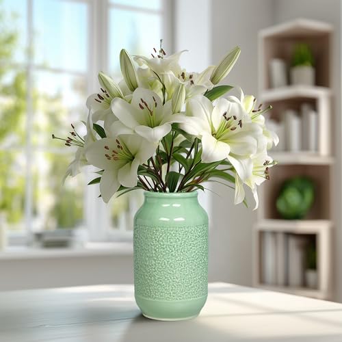 Vase en céramique vert pour décoration intérieure moderne de salon - 7