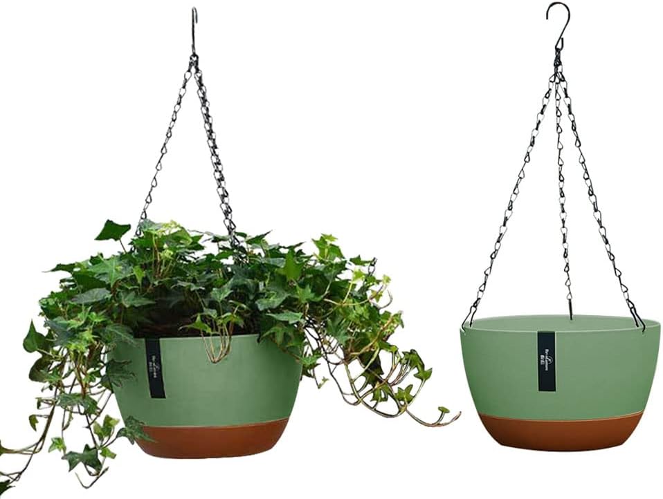 ハンギングプランター 2個パック プラスチックハンギングフラワーポット 植木鉢 植木バスケット 排水穴付き 自己散水 ハンギングフラ