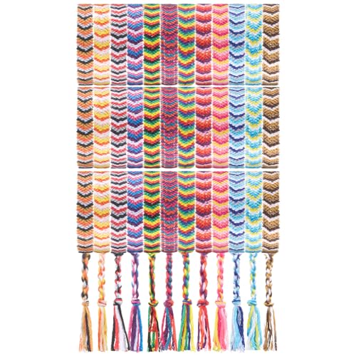 Tondiamo 36 Pcs Woven Friendship Bracelets Bulk Handmade, Adjustable Colorful Braided Bracelets Pack Set with Sliding Knot for Women Men