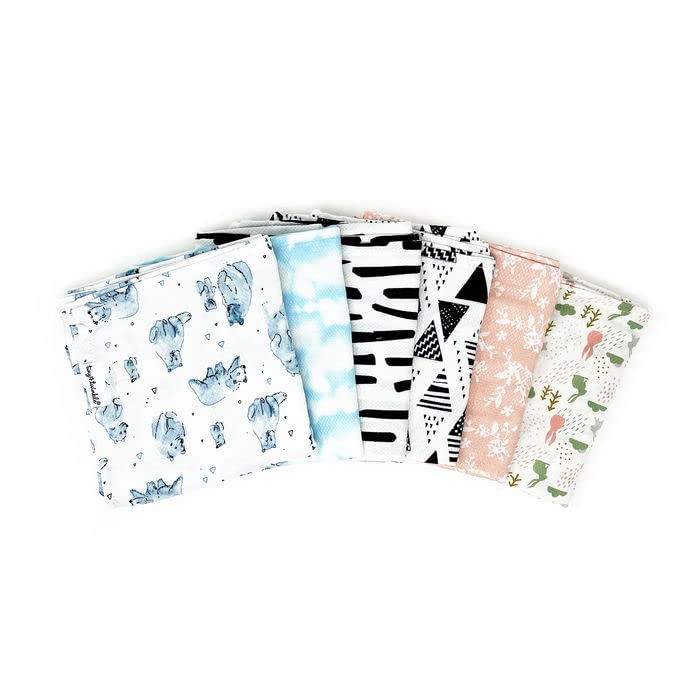 Tiny Twinkle Pack 6 cuadrados de suave kaffle 70 x 70 multiusos, Swaddle Nanna baño paseo - 100 g