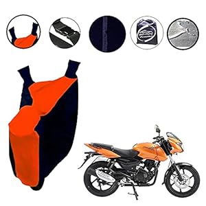 Auto Pearl 100% Water Proof Orange Blue Bike Body Cover with Mirror Pockets, Buckle Belt, Carry Bag Compatible with…