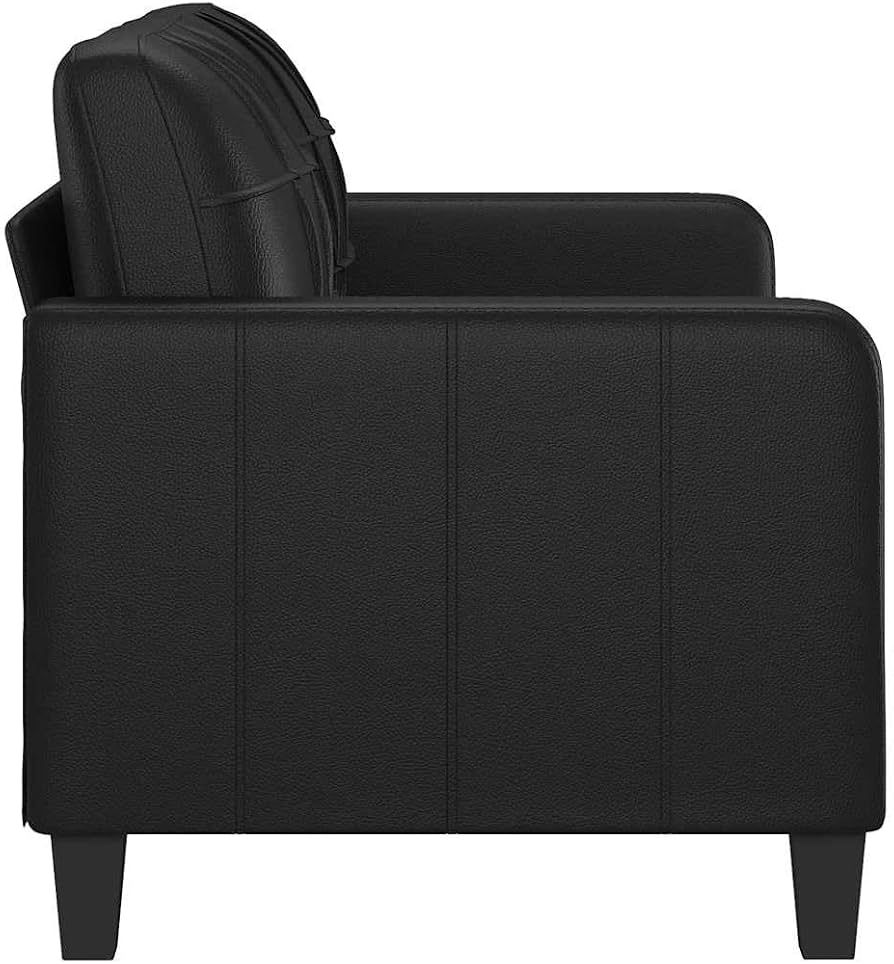 Amazon｜vidaXL 2人掛けソファ ブラック 140cm 合成皮革製, カウチ