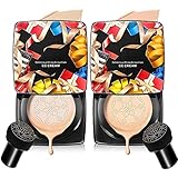 UYI Mushroom Head Air Cushion CC Cream Foundation U.Yi Refreshing Flawless Little Mushroom BB Cream UYI CC Cream Waterproof Oil Control Full Cover Foundation Natural Coverage (21#+23#)