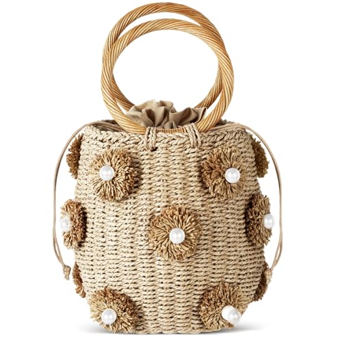 Sac en paille pour femme anti-perte avec cordon de serrage sécurisé