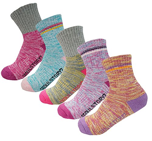 SEOULSTORY7 5Pack Women's Mid Cushion Low Cut Hiking/Camping/Performance Socks Block2P/MultiColor3P Medium