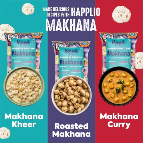 Image of Happilo Premium All Natural Fox Nuts (Phool Makhana) 200g (Pack of 5) | Lotus Seeds, Gorgon Nuts, Puffed Kernels, Hand-Picked